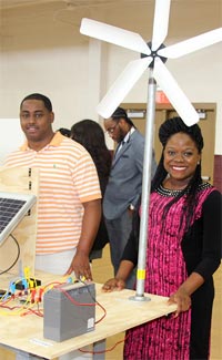 STEM Day students demonstrate a wind- and solar-powered project